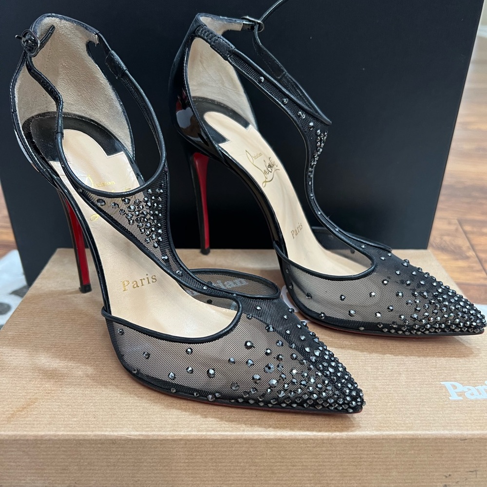 Christian Louboutin Salopatina t-strap black heels size 37 worn once with box